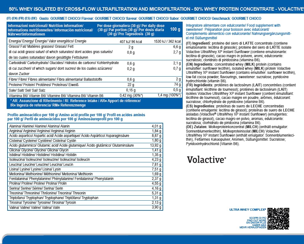 Ultra Whey COMPLEX integratore alimentare per sportivi a base di proteine del siero di latte concentrate (Whey Concentrate) ed Isolate (Whey Isolate) (Cioccolato, 2000 grammi)