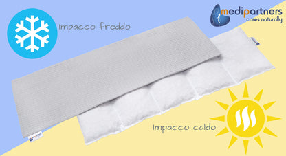 Medi Partners Cuscino Termico noccioli ciliegio 60x20cm 800g 100% Cotone 5 Camere Grande Terapia del freddo Federa sfoderabile (Stelle)