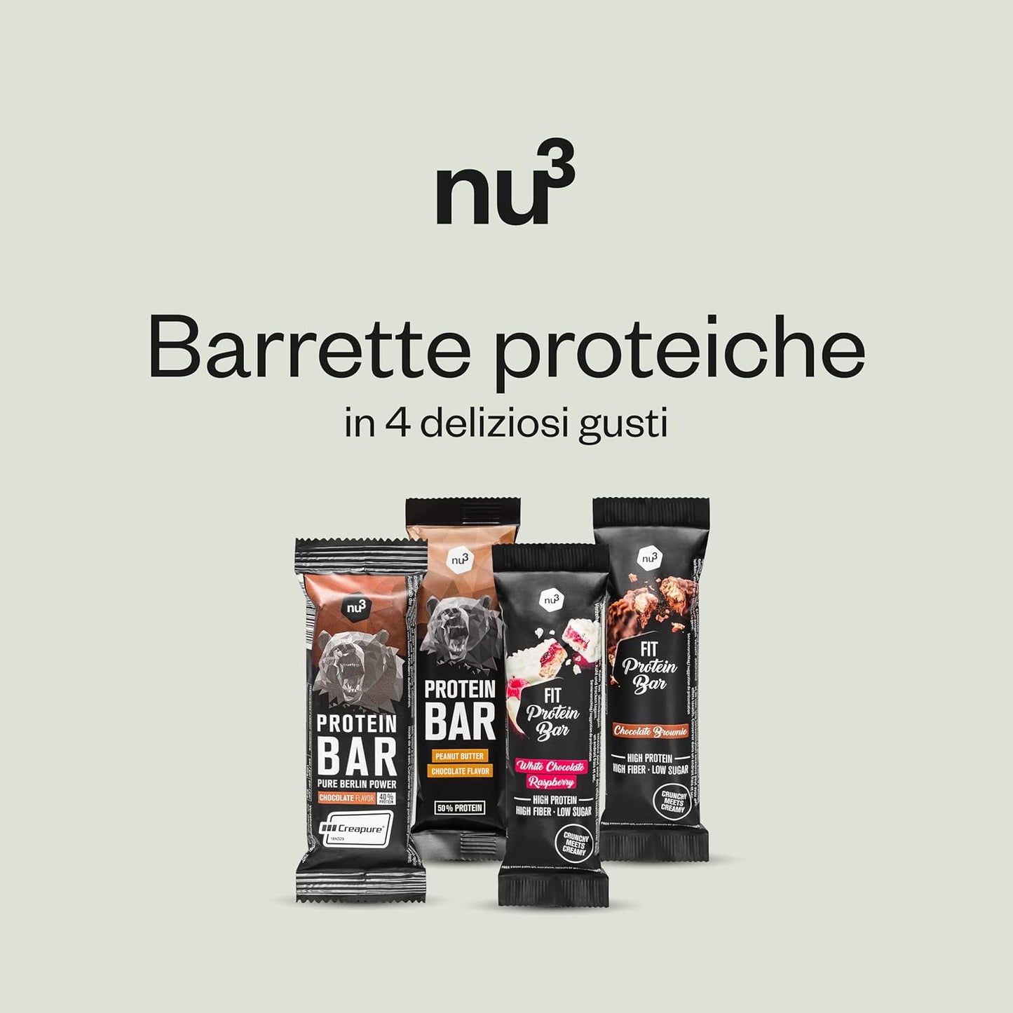 nu3 Fit Protein Bar - Barrette proteiche al gusto brownie al cioccolato - Confezione 12x 55g - Barrette proteica senza olio di palma – Pochi zuccheri – Snack low carb tra un pasto e l’altro