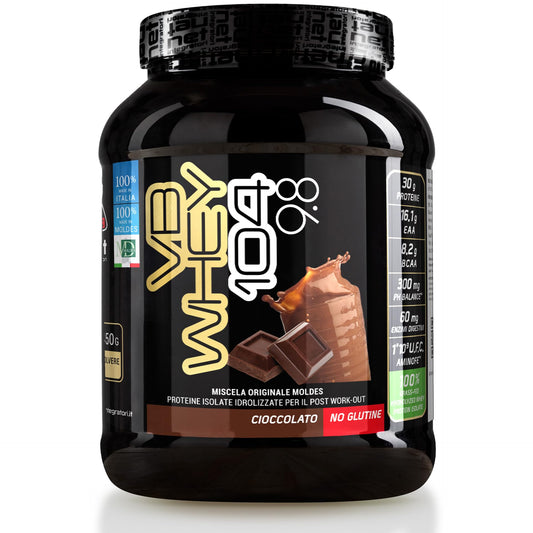 NET Integratori VB WHEY 104 9.8 Optipep - 450g Cioccolato - Proteine Isolate Idrolizzate per via Enzimatica Con EAA e BCAA - Massimizza Sintesi Proteica, Crescita e Mantenimento Muscolare