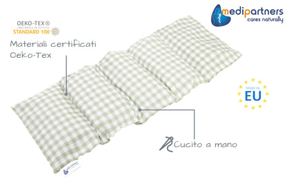 Medi Partners Cuscino Termico noccioli ciliegio 60x20cm 800g 100% Cotone 5 Camere Grande Terapia del freddo Federa sfoderabile (Stelle)