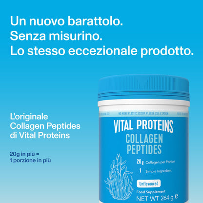 Vital Proteins Collagen Peptides integratore alimentare a base di collagene, inodore e insapore, per il benessere di pelle, capelli e unghie, senza glutine, 20g di collagene per porzione, 587g