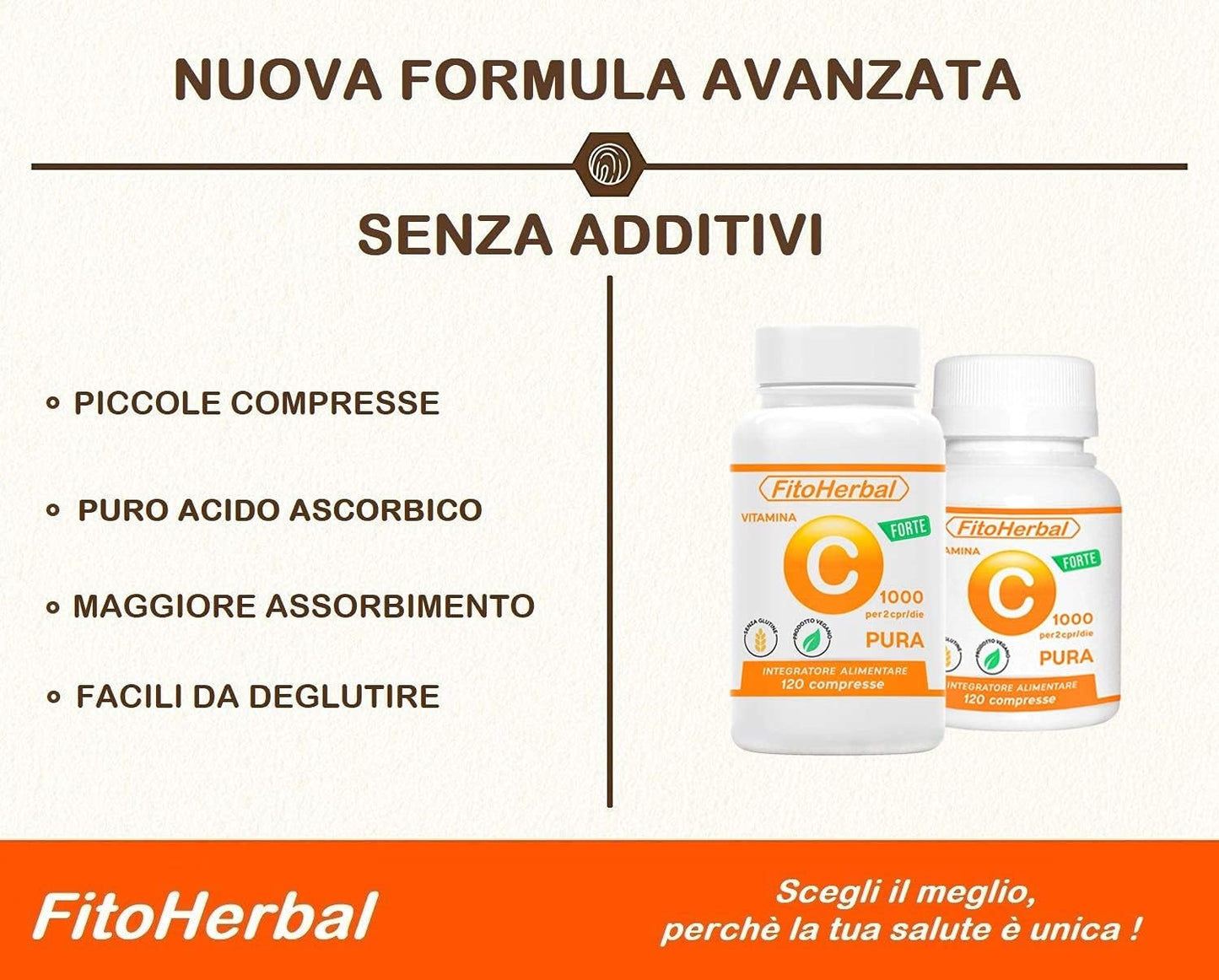 FitoHerbal Vitamina C Pura SENZA ADDITIVI Compresse Alto Dosaggio Integratore Acido Ascorbico Potenzia Sistema immunitario Protegge dai Radicali Liberi Antiossidante Naturale.