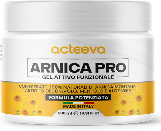 ACTEEVA Arnica per Cavalli Uso Umano 500 ml - Arnica Gel Forte con Artiglio del Diavolo, Ideale per Massaggio per Dolori Articolari e Muscolari, Made in Italy