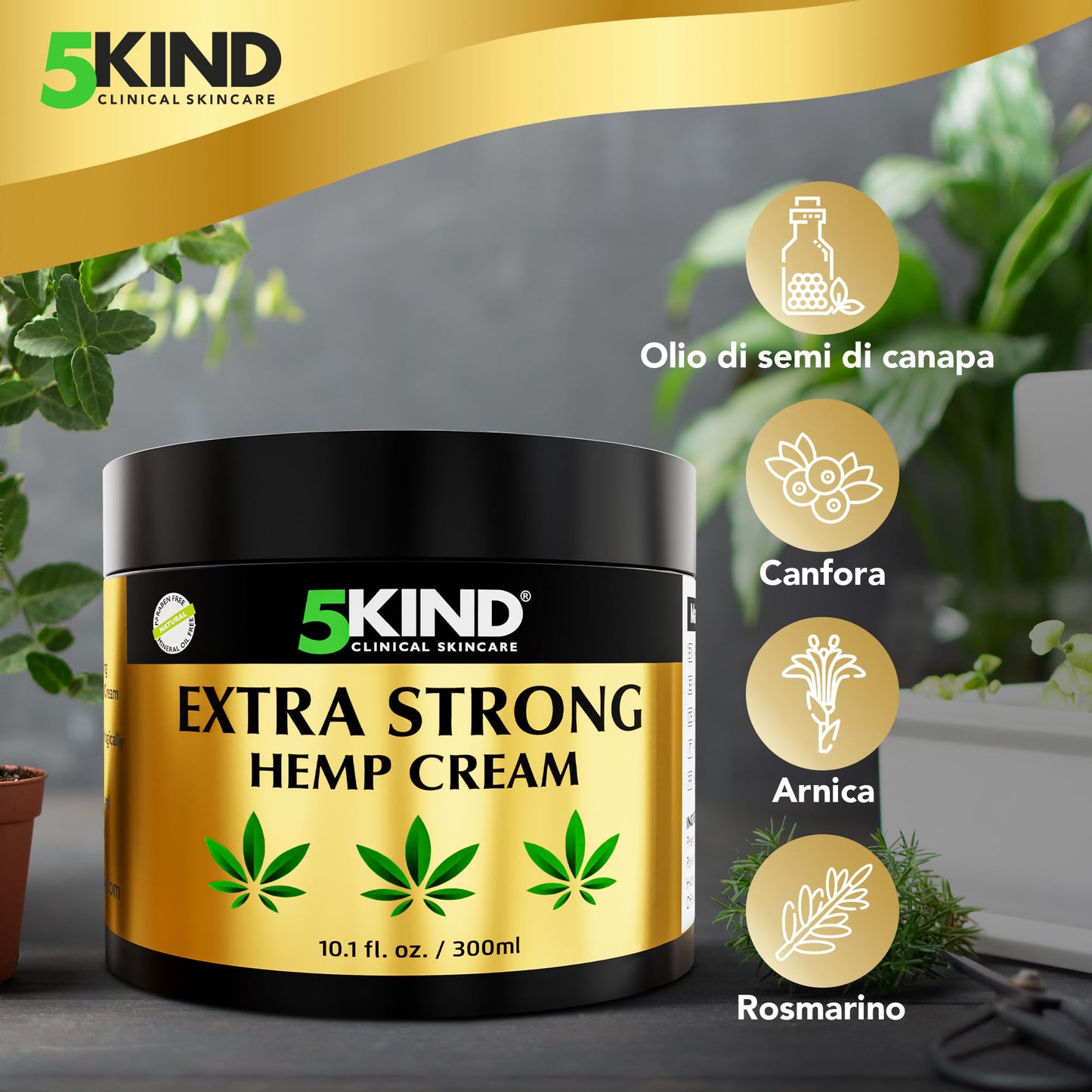 5kind crema canapa extra forte 100 ml - Crema Muscolare Idratante e Ricca Di Estratti Naturali. Calma Piedi, Spalle e Ginocchia