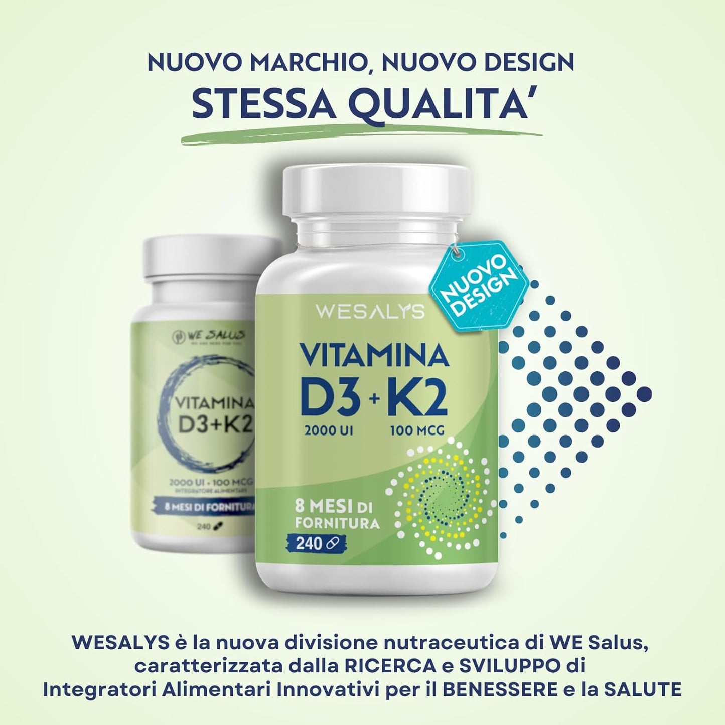 Vitamina D3 K2 240 Capsule (8 Mesi), Vitamin D3 2000 UI + 100 µg Vitamina K, Supporta Ossa, Articolazioni e Sistema Immunitario, Vit D3 Menachinone