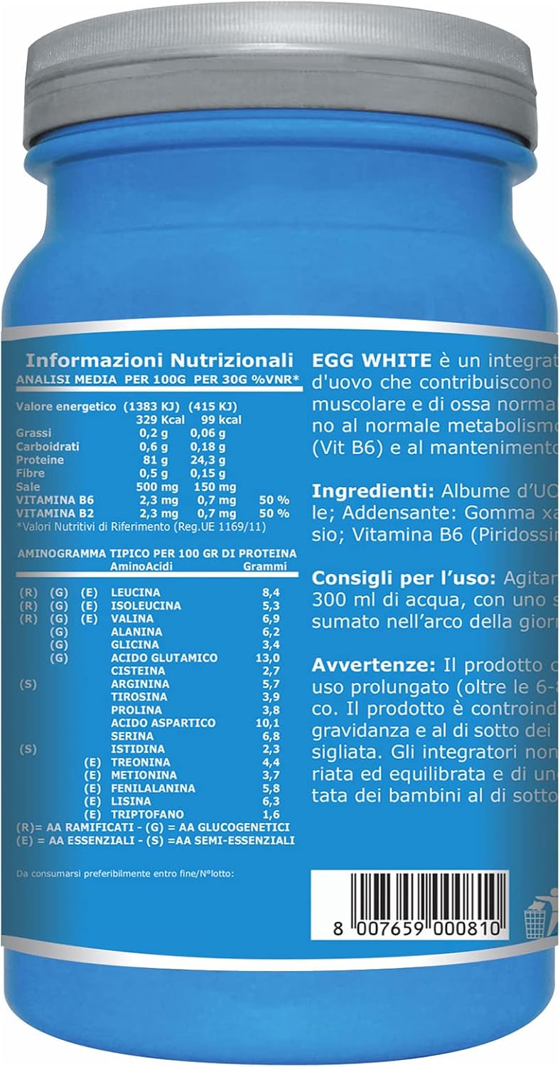 Ultimate Italia Egg White – Proteine di Albume dell'Uovo - Integratore Alimentare di Proteine a Base di Albume d'Uovo – con Vitamine B2 e B6 – Nutre la Massa Magra - Gusto Vaniglia, 750 G