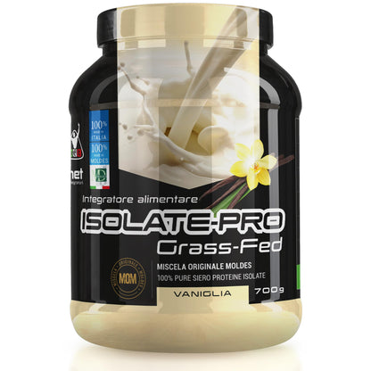 NET Integratori ISOLATE PRO Grass Fed - 700g Cioccolato - Proteine Isolate Con EAA Aminoacidi Essenziali e BCAA - Massimizza La Sintesi Proteica e La Crescita Muscolare