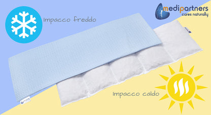 Medi Partners Cuscino Termico noccioli ciliegio 60x20cm 800g 100% Cotone 5 Camere Grande Terapia del freddo Federa sfoderabile (Stelle)