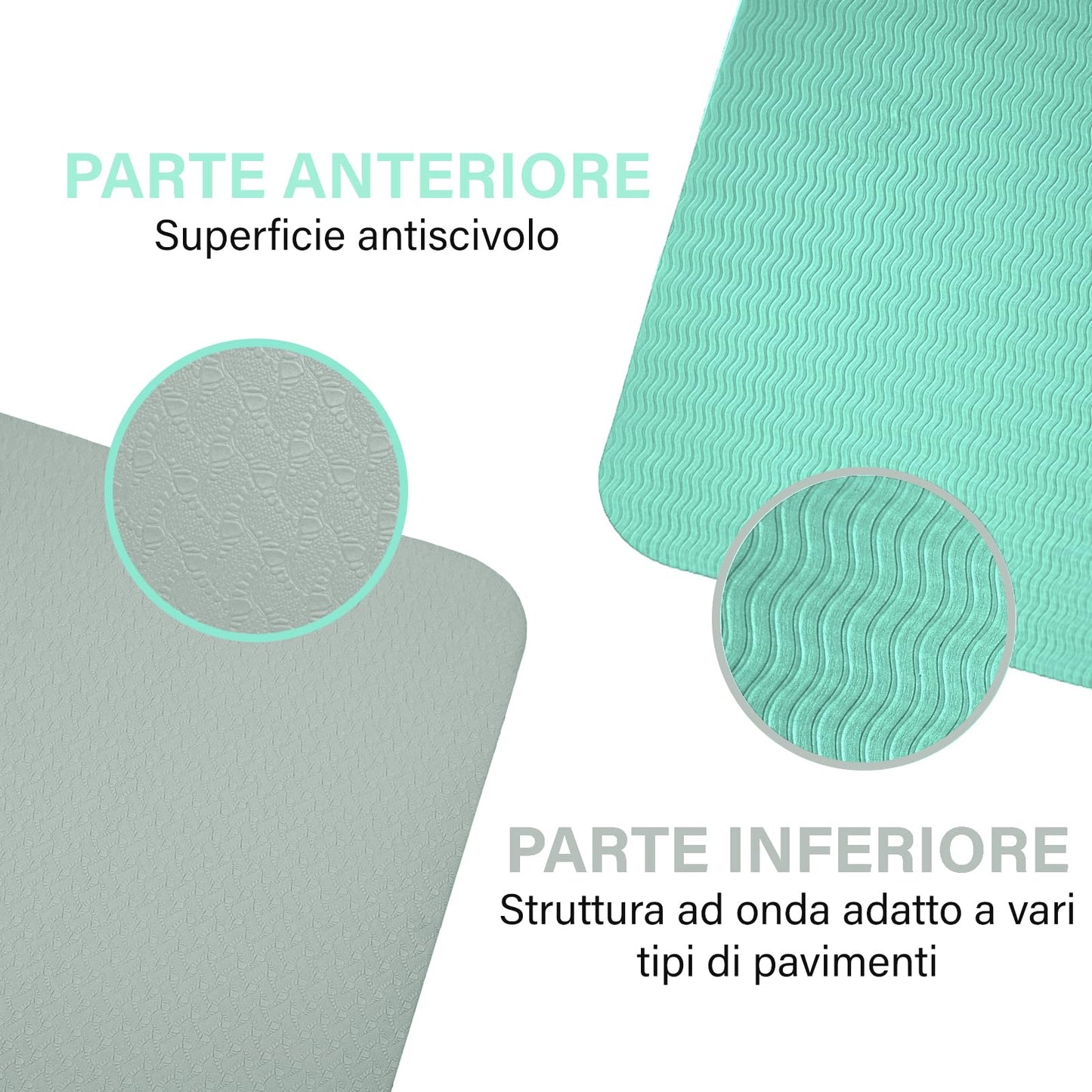 Tappetino Yoga in TPE Ecologico, m MU, Tappeto Allenamento Antiscivolo Doppia Faccia ad Alta Densita Materassino, Impermeabile Dimensione di 183 x 61 x 0.6 cm con Custodia