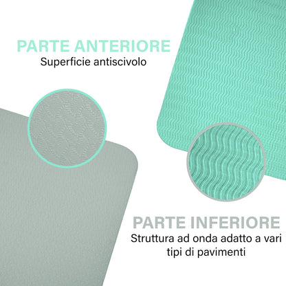 Tappetino Yoga in TPE Ecologico, m MU, Tappeto Allenamento Antiscivolo Doppia Faccia ad Alta Densita Materassino, Impermeabile Dimensione di 183 x 61 x 0.6 cm con Custodia