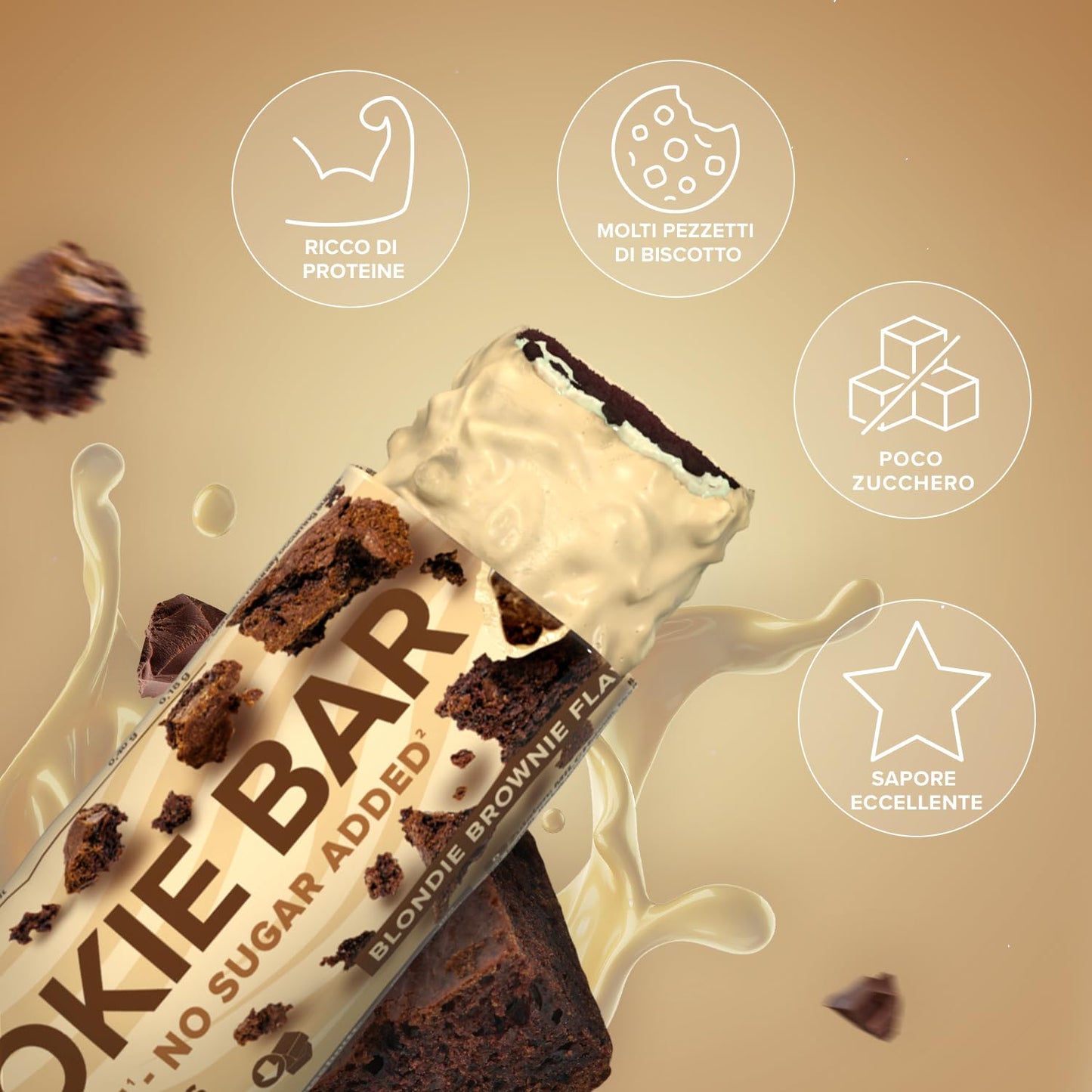 IronMaxx Cookie Protein Bar brownie cioccolato bianco, Barretta Proteica con pezzi di biscotti, 12 x 45 g (confezione da 12)