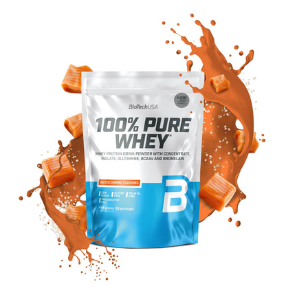 BioTechUSA 100% Pure Whey Complesso proteico del siero di latte con bromelina, aminoacidi, senza zuccheri aggiunti, senza olio di palma e con edulcorante, 1 kg, Cioccolato