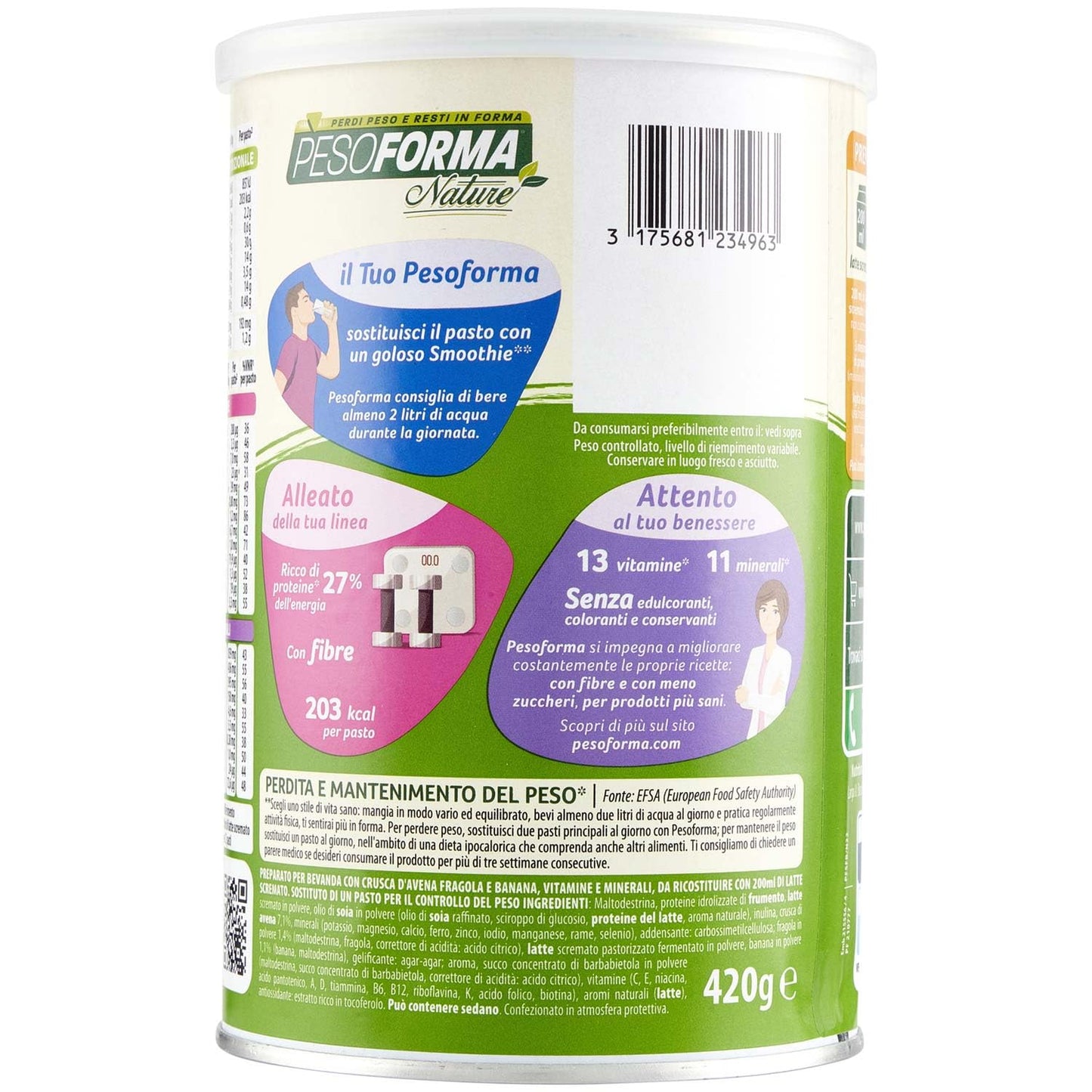 Pesoforma Smoothie Frutti di Bosco, Pasto sostitutivo per il controllo del peso, Smoothie gustoso che aiuta a rimettersi in forma, Ricco in proteine e fibre, Solo 202 calorie, 16 pasti, 436 gr