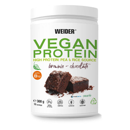 Weider Vegan Protein (750g) Gusto Cappuccino. Proteine Vegane 23g/dose isolate di piselli e riso, Con Vitamina B12 e Stevia, Senza Glutine, Senza Zucchero, Contenitore 50% Riciclato, 100% Riciclabile