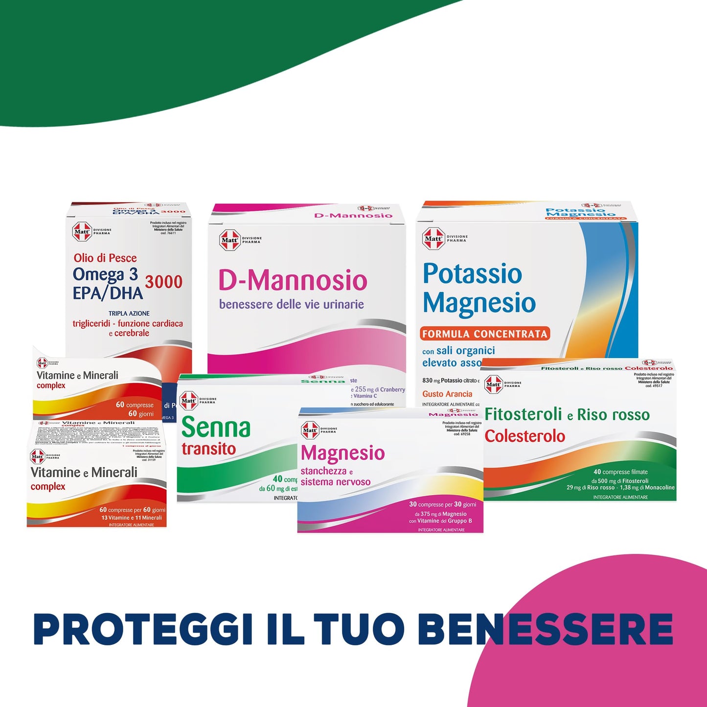 Matt, Vitamina D 2000 U.I., Integratore Alimentare per le Difese Immunitarie, Contribuisce al Mantenimento di Ossa e Denti Sani, Confezione da 60 Compresse