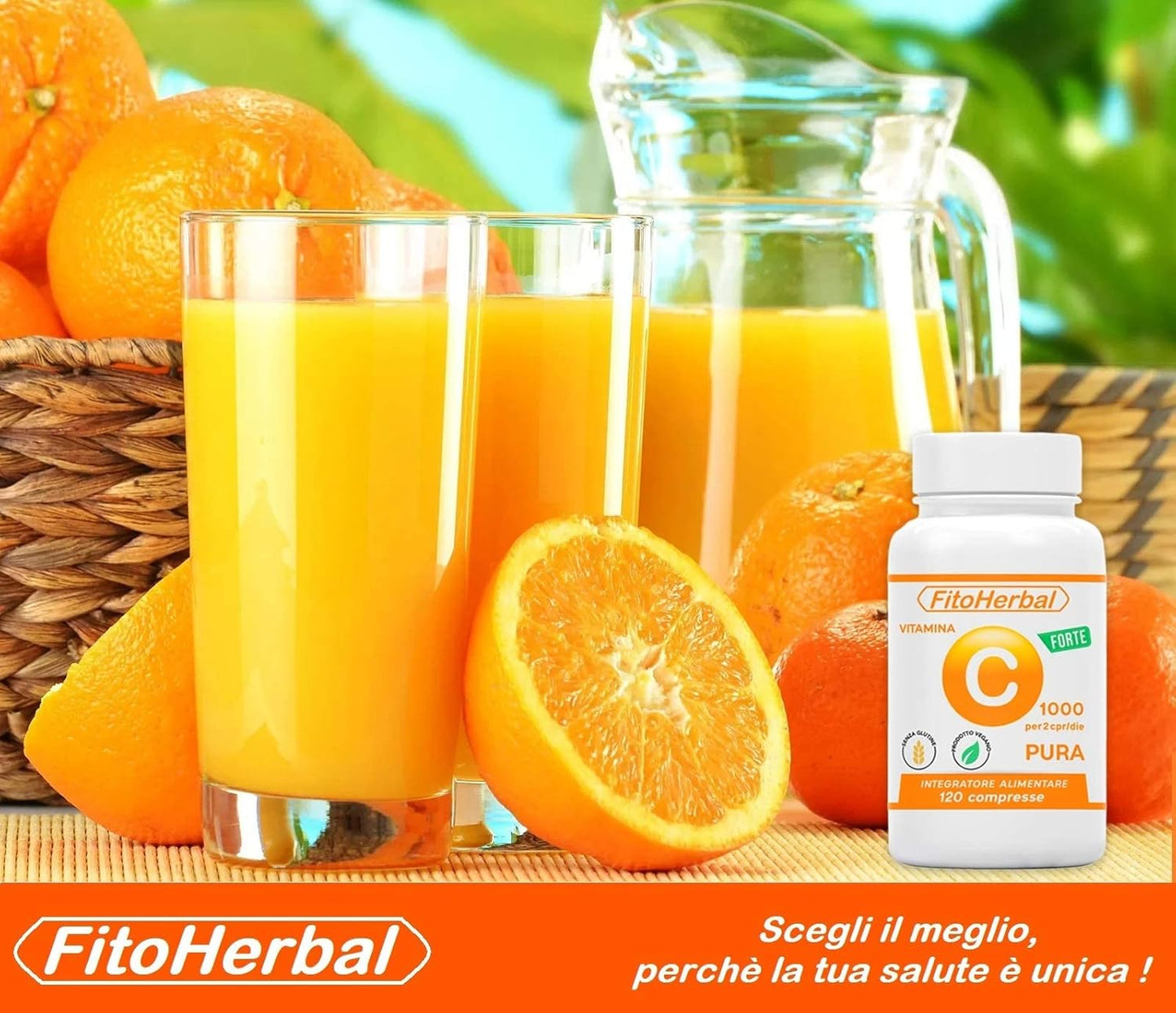 FitoHerbal Vitamina C Pura SENZA ADDITIVI Compresse Alto Dosaggio Integratore Acido Ascorbico Potenzia Sistema immunitario Protegge dai Radicali Liberi Antiossidante Naturale.