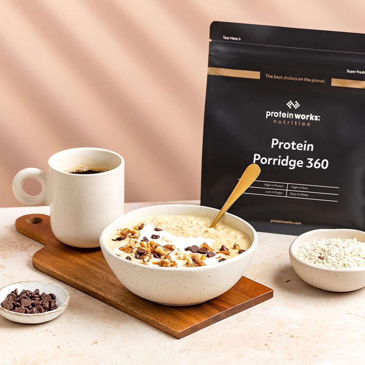 The Protein Works Porridge Proteico 360 | Basso Contenuto di Zuccheri, Ricco di Fibre, Vitamine E Minerali | Banana E Pepite di Cioccolato, 500 g, unità (Confezione da 1)