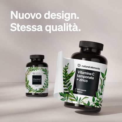 Vitamina C - 360 capsule - Elevato dosaggio con 1000 mg + 15 mg di zinco - Fermentato e tamponato a base vegetale (pH neutro, privo di acidi, delicato sullo stomaco) - Testato in laboratorio, vegano