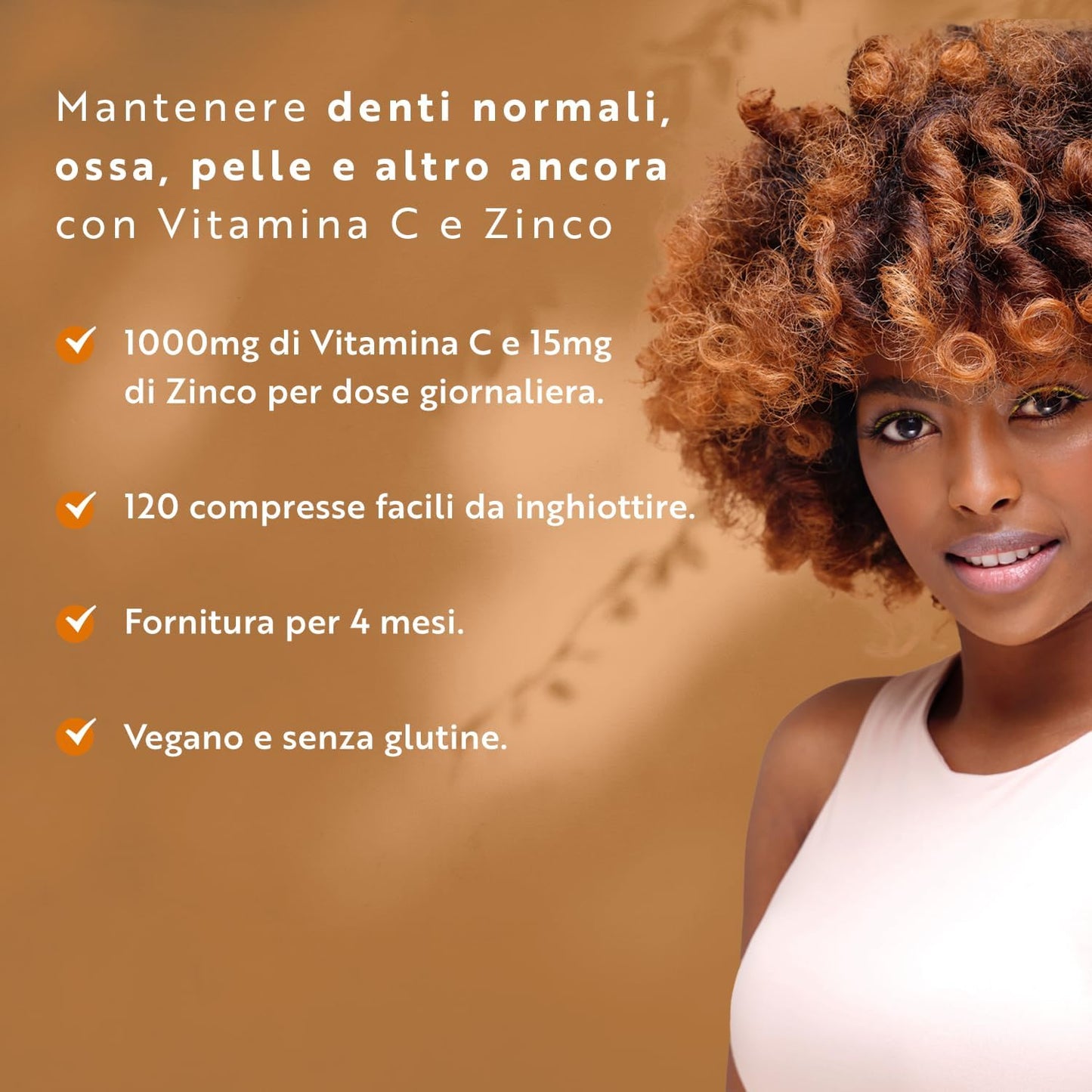 Vitamina C Pura Alto Dossagio 1000mg + Zinco 15mg – 120 Compresse Vegane - Integratori Vitamina C Zinco ad Alta Resistenza - Sostiene il Sistema Immunitario, Pelle, Ossa, Unghie, Capelli – Nutravita