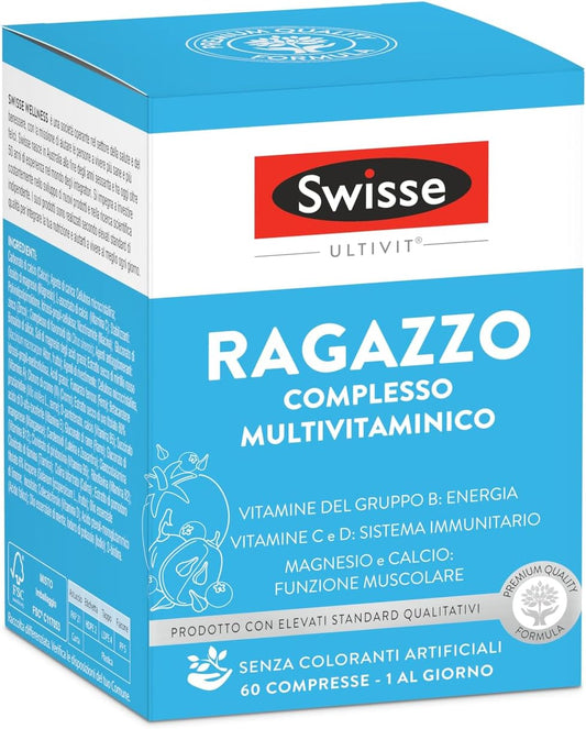 Swisse Multivitaminico Ragazzo, Integratore Alimentare Multi-nutriente per Integrare la Nutrizione dei Ragazzi, 60 Compresse