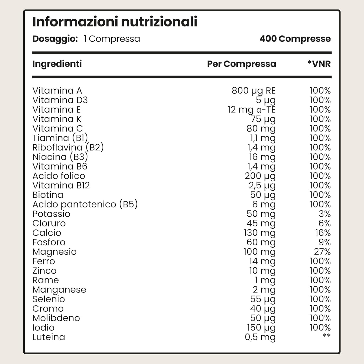 Multivitaminico Completo Uomo/Donna 100% Tutte Vitamine, 400 Giorni, Integratori Stanchezza/Integratore Multivitaminico Donna 50 Piu/Uomo/Bambini, Ogni Vitamina - Multivitaminico e Minerali VitaBright