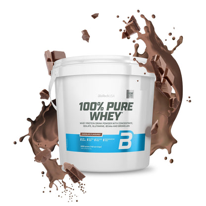 BioTechUSA 100% Pure Whey Complesso proteico del siero di latte con bromelina, aminoacidi, senza zuccheri aggiunti, senza olio di palma e con edulcorante, 1 kg, Cioccolato