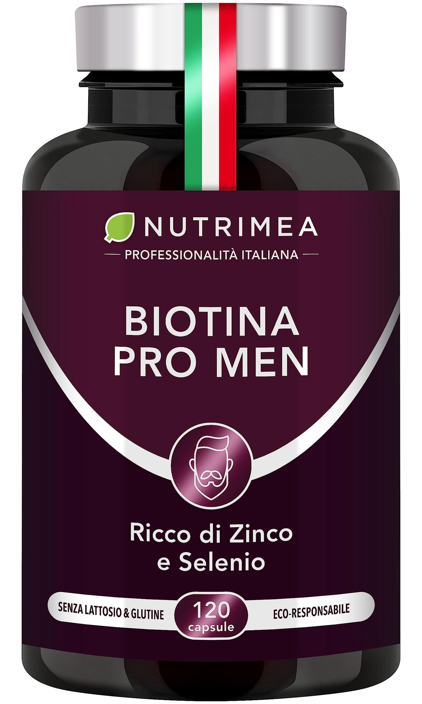 Biotina Nutrimea | Capelli, Unghie e Pelle | Vitamina B8, Zinco, Selenio e Semi di Zucca | Trattamento 4 Mesi | 120 Capsule Vegane