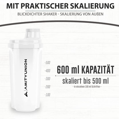 AMITYUNION Shaker per proteine 500 ml Heaven a prova di perdite, senza BPA con setaccio cliccabile e scala per frullati cremosi di siero di latte, shaker per proteine, originale in Rosa