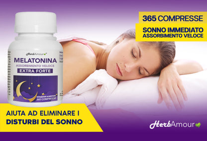 HerbAmour MELATONINA PURA EXTRA FORTE | Integratore I 365 Compresse