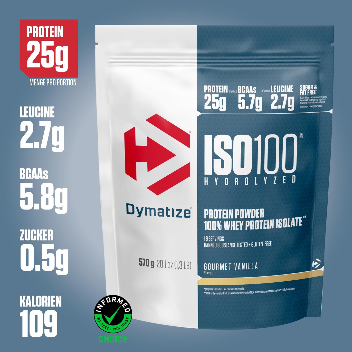 Dymatize ISO 100 Hydrolyzed Gourmet Chocolate 932g - Proteine del siero di latte idrolizzate e isolate in polvere