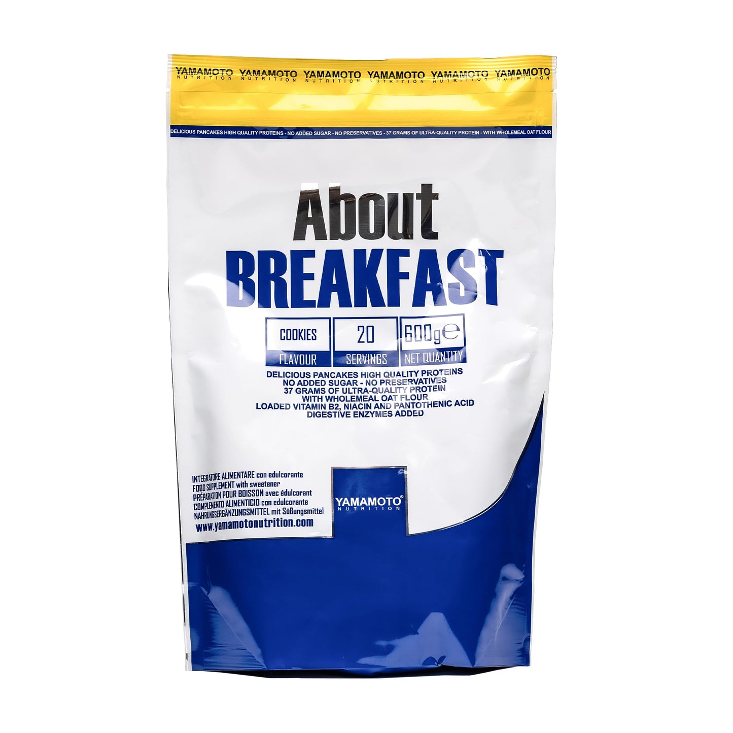 YAMAMOTO NUTRITION, About Breakfast 600 gr, Gusto Biscotto, Integratore Alimentare a Base di Farina di Avena Integrale e Proteine da Albume d'Uovo, Adatto come Preparato per Pancakes