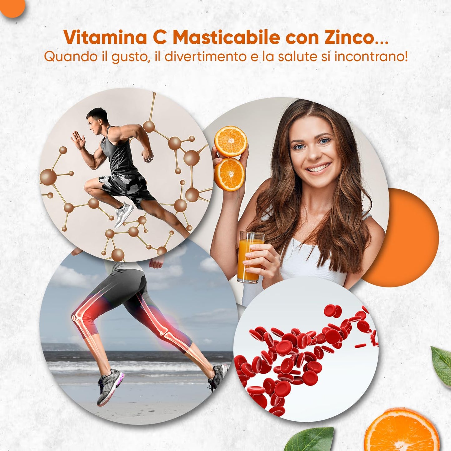 Vitamina C Masticabile con Zinco, 120 Vitamine Caramelle Gommose (2 Mesi), Zinco Integratore e Vitamina C come Acido Ascorbico, Orsetti Gommosi con Vitamina C Bambini e Adulti al Gusto Arancia Vegan