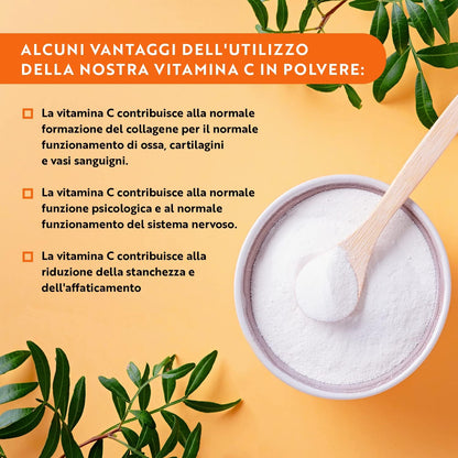 Vitamina C in polvere 500 g - 1000 mg per porzione - scorta per 16 mesi - Acido ascorbico puro in polvere finissima - Supporta il sistema immunitario e riduce la stanchezza - Nutravita