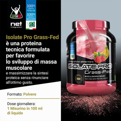 NET Integratori ISOLATE PRO Grass Fed - 700g Cioccolato - Proteine Isolate Con EAA Aminoacidi Essenziali e BCAA - Massimizza La Sintesi Proteica e La Crescita Muscolare