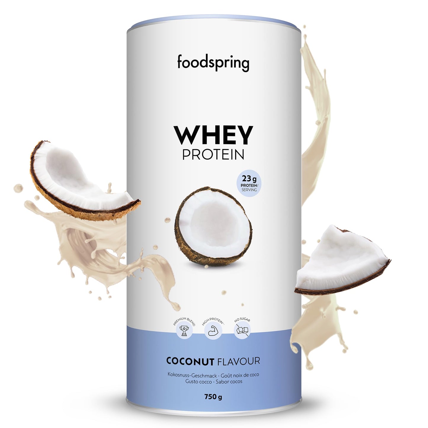 foodspring - Proteine Whey in polvere Cioccolato - Con 21 g di proteine per l'aumento muscolare, perfetta solubilità, ultra-filtrate & ricche di BCAA ed EAA - gusto pieno e delizioso (750 g)