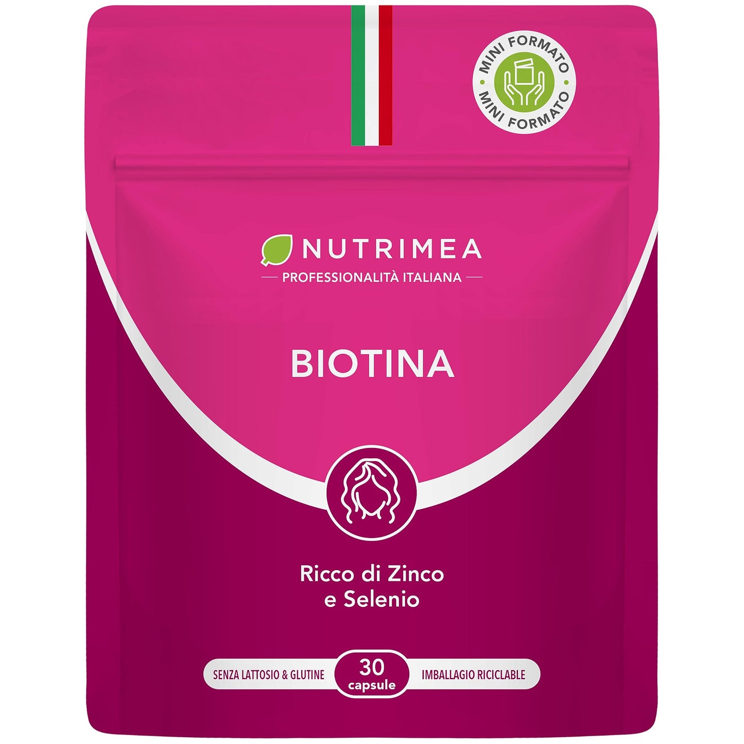 Biotina Nutrimea | Capelli, Unghie e Pelle | Vitamina B8, Zinco, Selenio e Semi di Zucca | Trattamento 4 Mesi | 120 Capsule Vegane