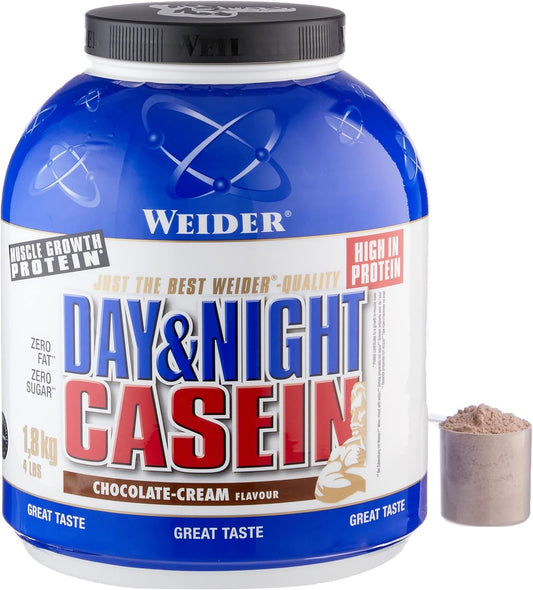 Weider Day & Night Caseina in Polvere Proteica, Crema al Cioccolato, Proteine per la Costruzione Muscolare, Frullato Fitness 1.8 kg