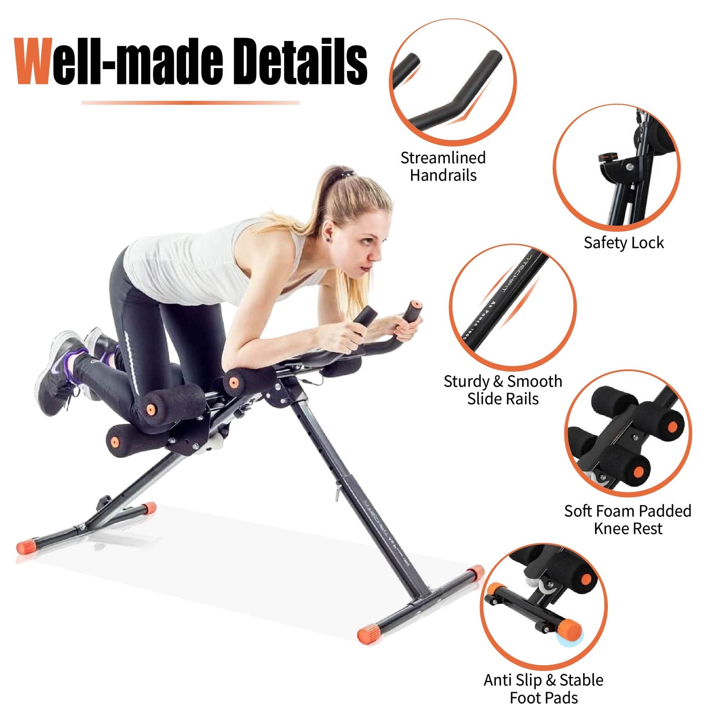 TechFit Panca Multifunzione Total Trainer - Rivoluzionario Panca Addominali, Pieghevole, Ideale per Muscoli Addominali, Vita, Schiena, Spalle, Gambe, Supporto Addome Fermo, Piattaforma di Resistenza