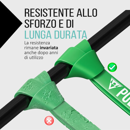 PULLUP & DIP Elastico Fitness per Trazioni, Bande Elastici Fitness con Borsa, Gancio Porta (per Set) e Guida Esercizi, Bande Elastiche di Resistenza, Resistance Bands per Calisthenics, Freeletics