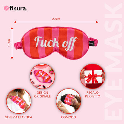 Fisura - Mascherina per dormire "f*ck off". Mascherina per dormire morbida. Mascherina per occhi originale rosa e rossa. Maschera da notte ultra morbida con fascia elastica. 20 x 10 cm.