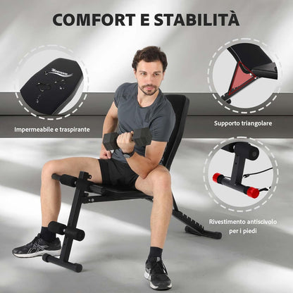 Novonova 4 in 1 Panca Palestra Pieghevole Regolabile, panca multifunzione palestra casa reclinabile, Panca Piana Palestra casa con bande di tensione, panca regolabile in casa, Max.150kg