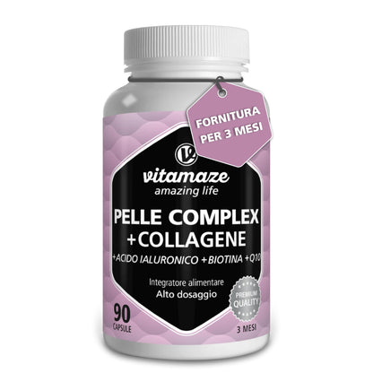 Acido Ialuronico ad Alto Dosaggio Puro + Coenzima Q10, Capsule Vegan per un Trattamento di 2 Mesi, Micromolecule 500-700 kDa, Qualità Tedesca, Integratore Alimentare senza Additivi