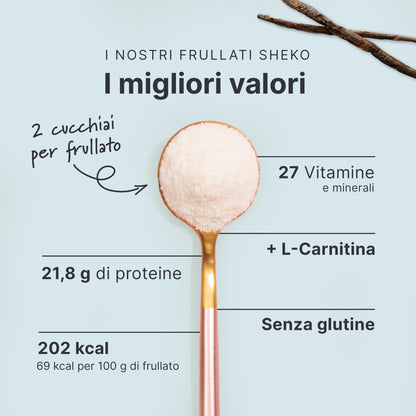 Sheko Frullato proteico al gusto Caffè - integratori per dimagrire con 200 Kcal - 25 dosi di Pasti sostitutivi dimagranti per barattolo