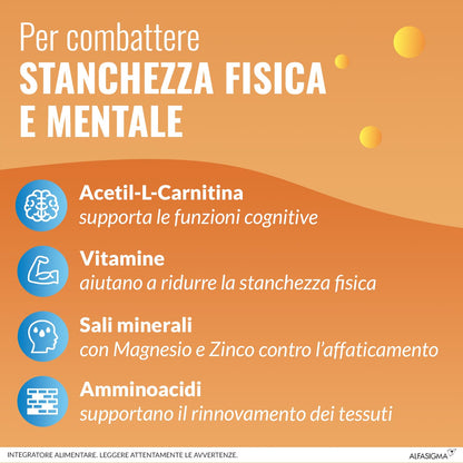 Carnidyn Plus Integratore Alimentare per Stanchezza Mentale e Fisica, 20 Bustine da 5g da Sciogliere in Acqua, Gusto Agrumi