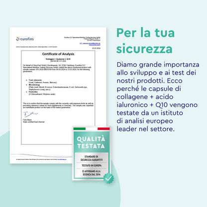 Collagene Marino con Acido Ialuronico, con Coenzima Q10, Vitamina C e Zinco, Vitamine A, B12, D3, Magnesio, 60 Capsule, Collagene Marino Idrolizzato, Collagene Integratore Pelle, Ossa e Articolazioni