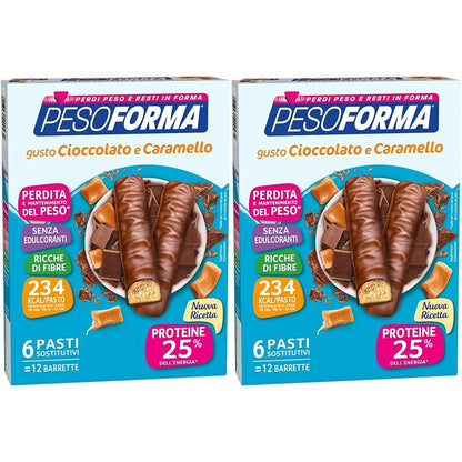 Pesoforma Barrette Fondente Amabile, Pasto sostitutivo proteico, Barrette per il controllo del peso, Barrette proteiche al cioccolato per restare in forma, Solo 236 calorie, 12x31g