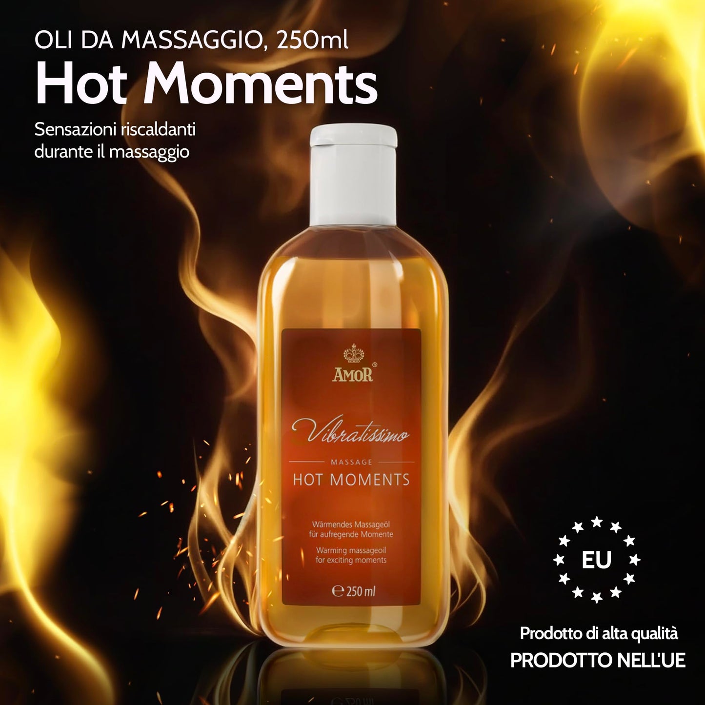 Vibratissimo “Hot Moments”: olio da massaggio riscaldante e lenitivo, 100 ml