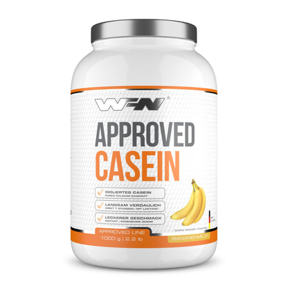 WFN Approved Casein - Neutro - 1 kg - Proteine della caseina con lattasi - Proteina in polvere cremosa - Molto solubile - Prodotto in Germania - Testato in laboratorio esterno