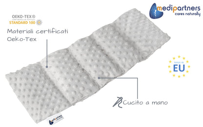 Medi Partners Cuscino Termico noccioli ciliegio 60x20cm 800g 100% Cotone 5 Camere Grande Terapia del freddo Federa sfoderabile (Stelle)